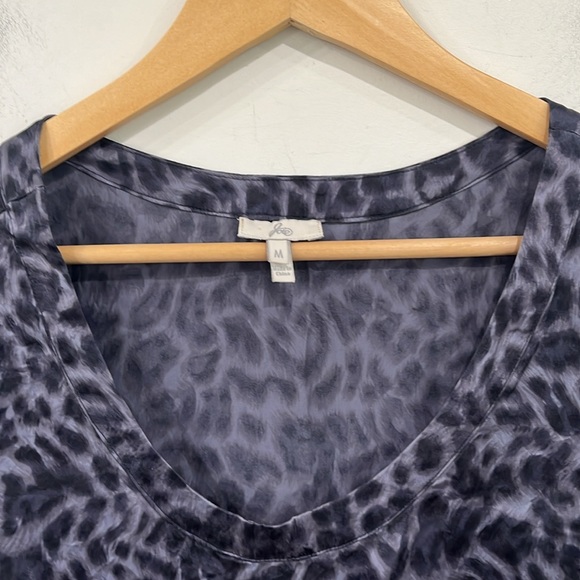 Joie Joann Grey Blue Purple Leopard Oversized size M - Picture 3 of 9